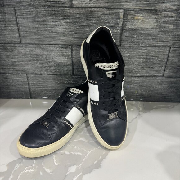 PHILIPP PLEIN Leather Studs Lo-Top sneakers Black, Size 44/ US 11 - Picture 17 of 17
